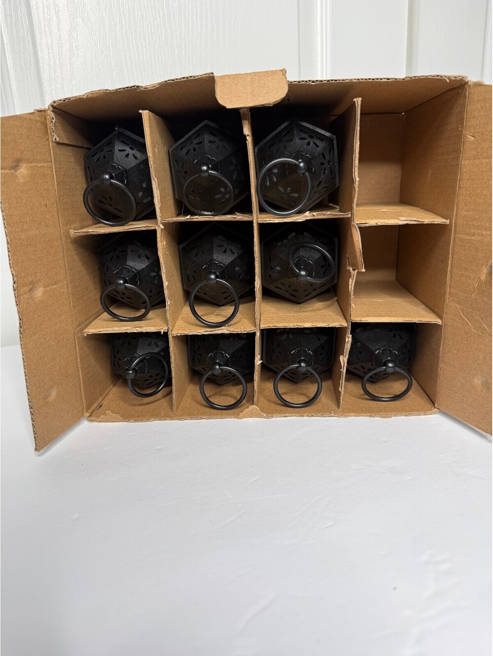 Set of 10 Mini Black LED Lanterns Battery Operated Moroccan Boho Décor